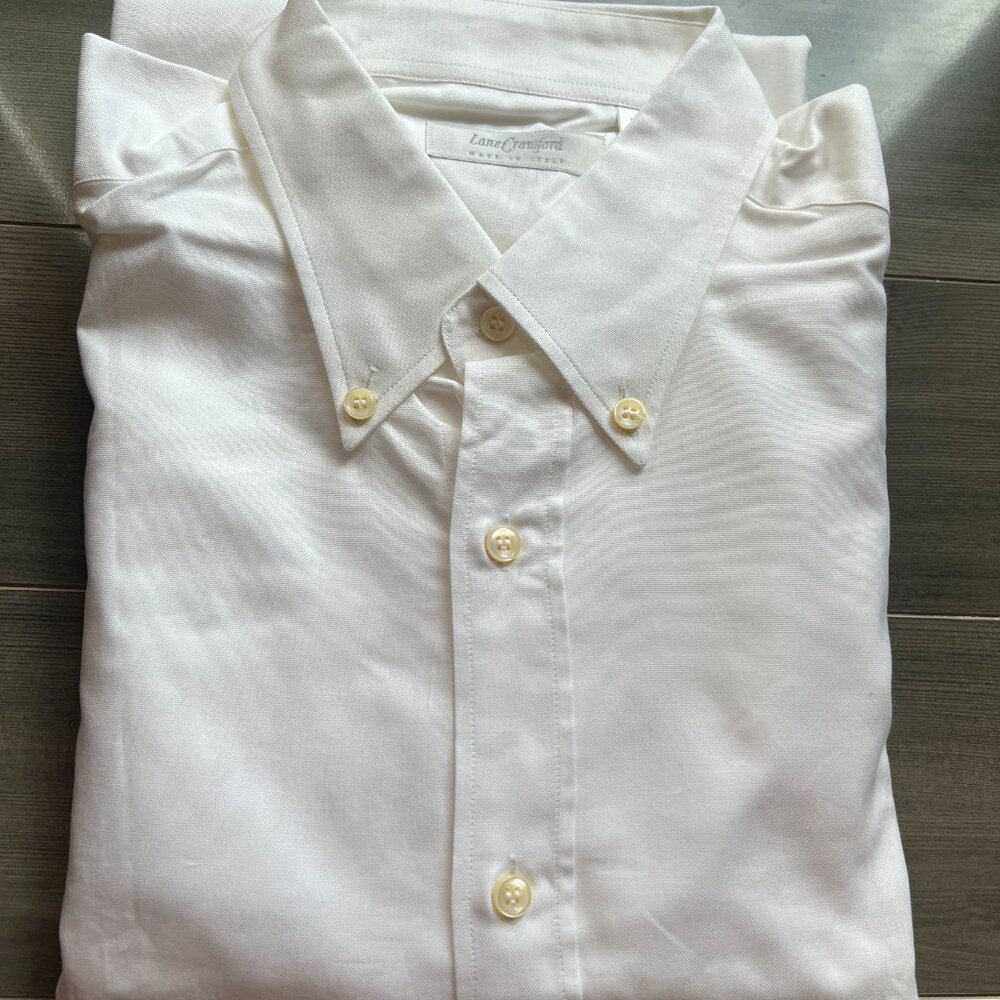 Men’s fancy white long sleeve dress shirt, 100% cotton made in Italy